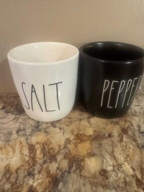 Rae Dunn Salt and Pepper Ceramic Storage Jars - Black & White